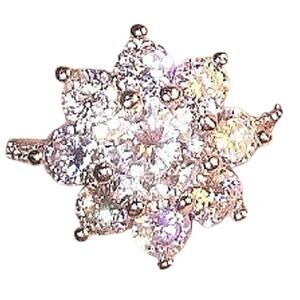Cocktail Ring Sterling Silver 925 Sz 8 Simulated REALISTIC DIAMONDS Luxe Flower